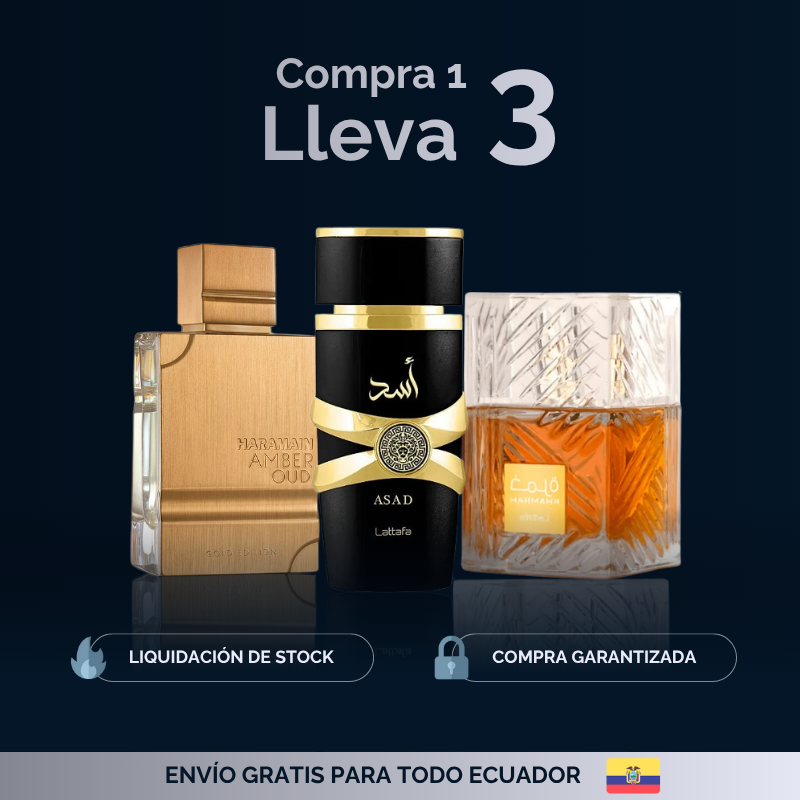 Trío Árabe de Lujo - Al Haramain Amber Oud, Lattafa Asad, Lattafa Khamrah